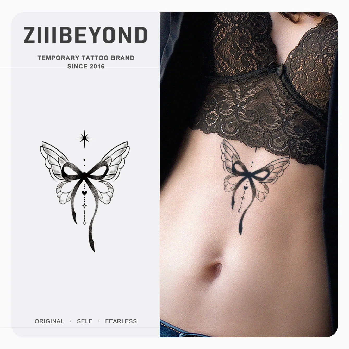 ZIIIBEYOND Bowknot butterfly Herbal temporary tattoos for arms, waist, legs, with a girlish, elegant, delicate, and sexy look
ZIIIBEYOND Bowknot butterfly Herbal temporary tattoos for arms, waist, legs, with a girlish, elegant, delicate, and sexy look