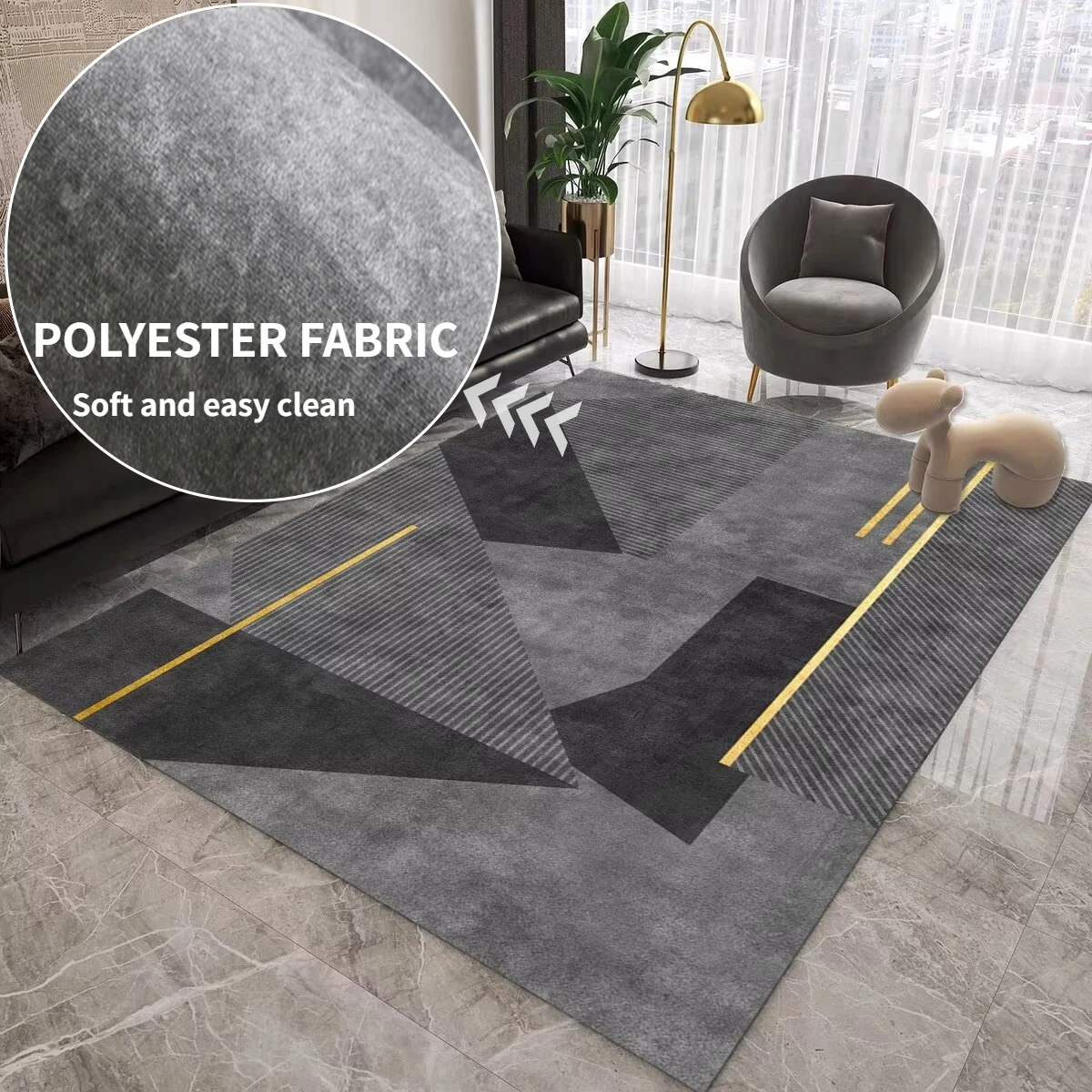 Modern Grey Carpet in The Living Room Gold Geometric Rugs for Bedroom Decoration Big Size Office Rug Non-slip Coffee Tables Mat
Modern Grey Carpet in The Living Room Gold Geometric Rugs for Bedroom Decoration Big Size Office Rug Non-slip Coffee Tables Mat