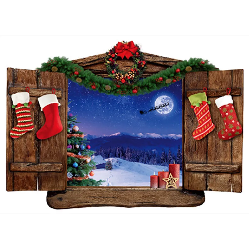 Christmas Night Room Window Art Mural Stars Moon Snow View Wall Stickers for Occident Home Decorations Festive Poster Wallpaper
Christmas Night Room Window Art Mural Stars Moon Snow View Wall Stickers for Occident Home Decorations Festive Poster Wallpaper