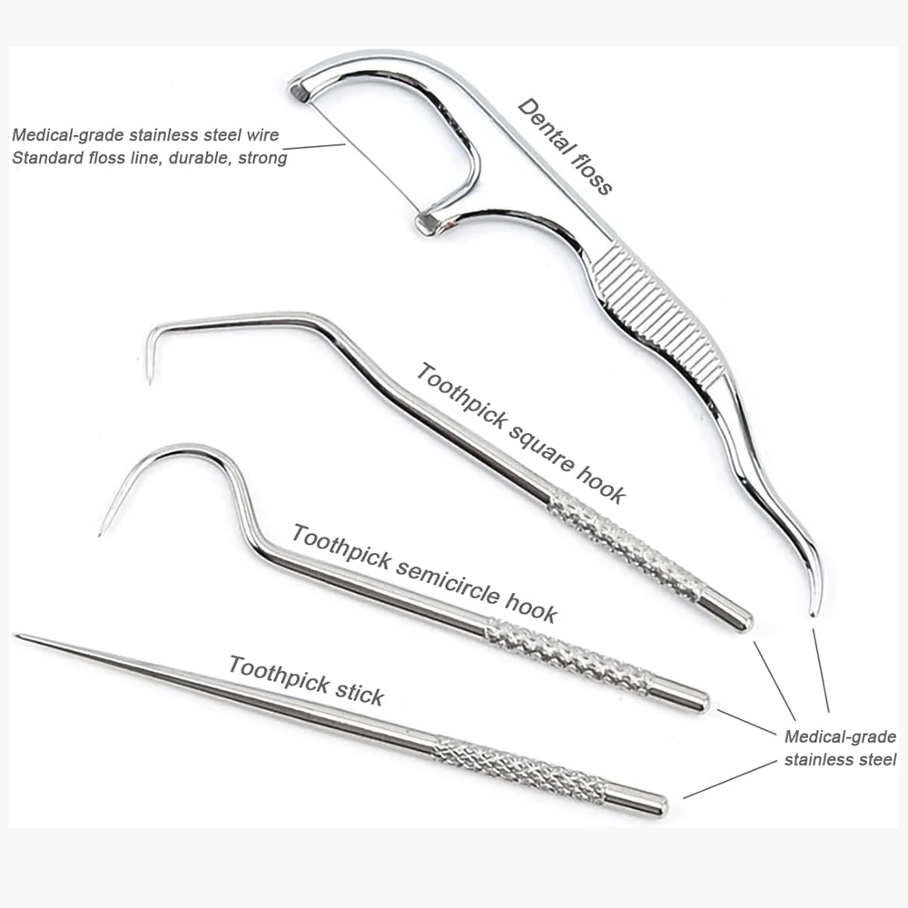 Industrial 1 Set Reusable Stainless Steel Dental Floss Picks Kit Teeth Cleaning Tool Tooth Picker for Oral Hygiene Travel
Industrial 1 Set Reusable Stainless Steel Dental Floss Picks Kit Teeth Cleaning Tool Tooth Picker for Oral Hygiene Travel