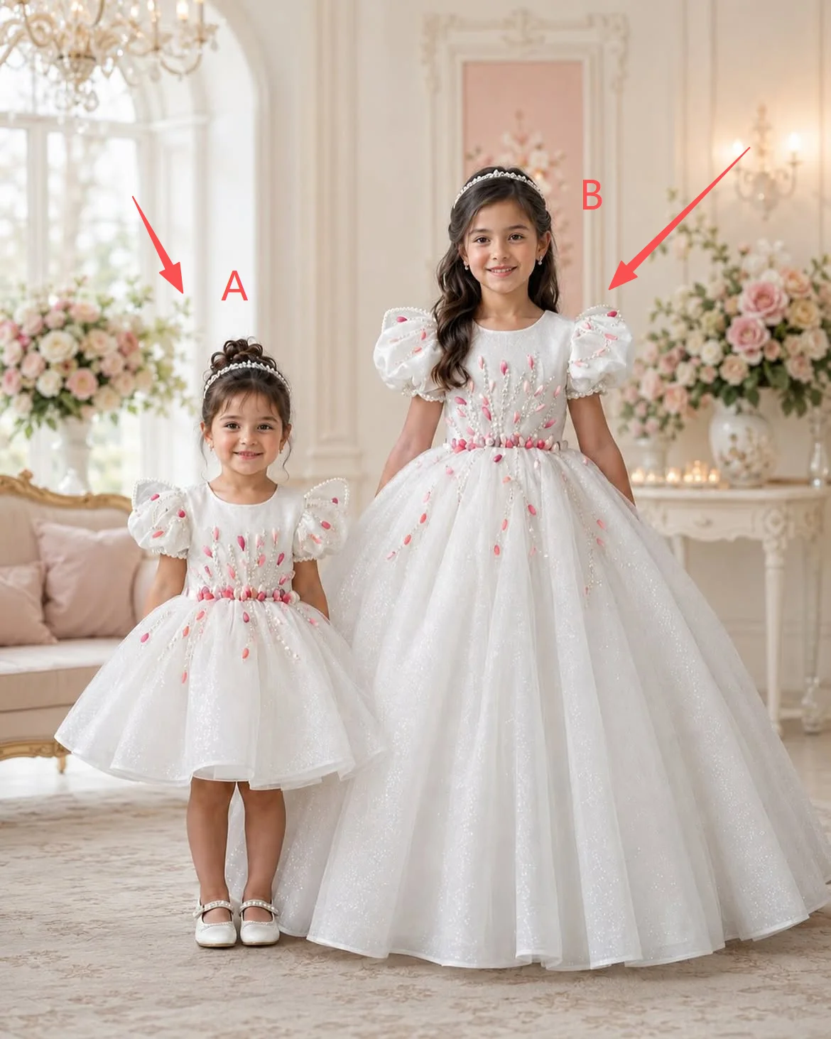 Customized White Glitter Tulle Flower Girl Dress Mini & Floor Length Matching Gown Puff Sleeve Pink Floral Bead Decor For Wed
Customized White Glitter Tulle Flower Girl Dress Mini & Floor Length Matching Gown Puff Sleeve Pink Floral Bead Decor For Wed