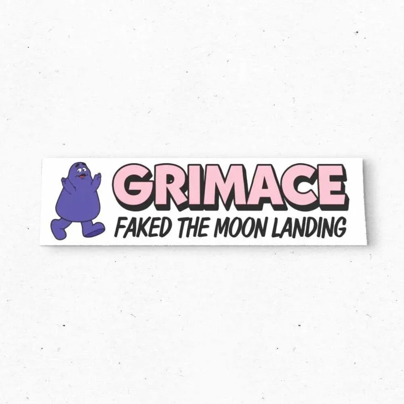 GRIMACE подделанная наклейка на бампер MOON LANDING - забавная наклейка на автомобиль, винтажная - винил - наклейки на бампер - наклейки на автомобиль
GRIMACE подделанная наклейка на бампер MOON LANDING - забавная наклейка на автомобиль, винтажная - винил - наклейки на бампер - наклейки на автомобиль