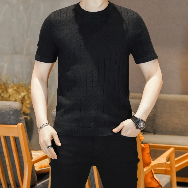 2025 Autumn Winter Men's Striped Knitted Sweater Short Sleeve Casual Round-neck Pullover Business Slim Fit Knitwear T-shirts
2025 Autumn Winter Men's Striped Knitted Sweater Short Sleeve Casual Round-neck Pullover Business Slim Fit Knitwear T-shirts