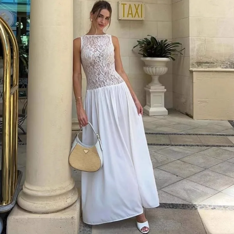 2025 women's new sleeveless lace slim fit patchwork temperament long sexy dress E001
2025 women's new sleeveless lace slim fit patchwork temperament long sexy dress E001
