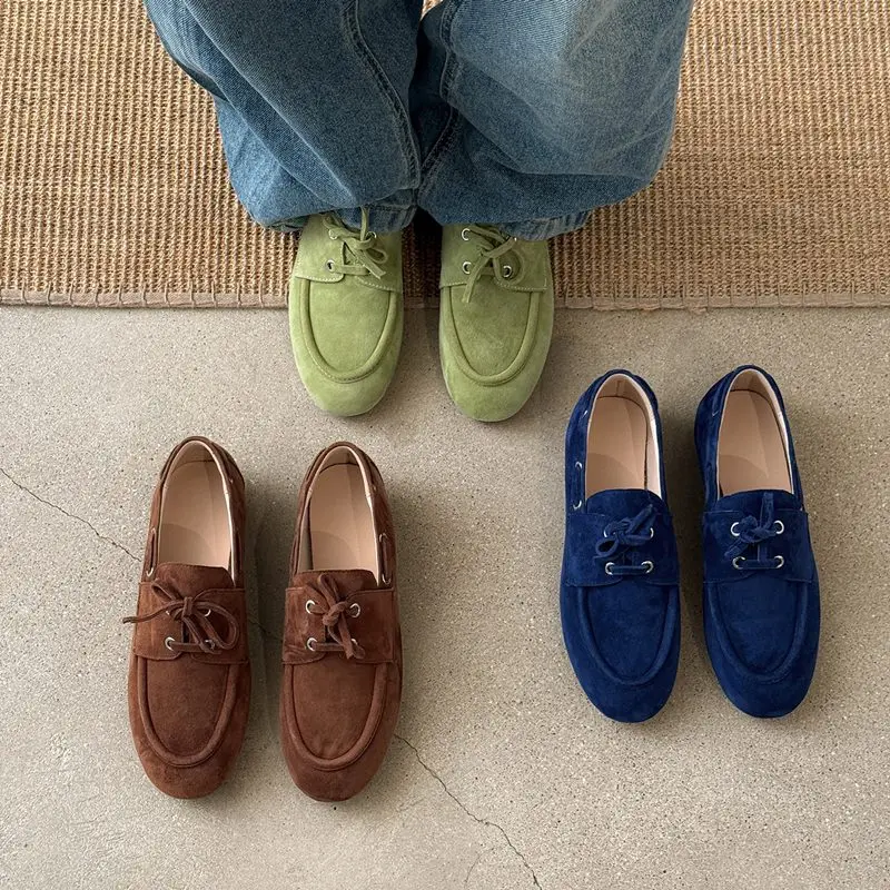 MORAZORA 3 Colors Kid Suede Leather Women Loafers Lace Up Round Toe Flat Shoes Spring Autumn Ladies Casual Shoes Flats
MORAZORA 3 Colors Kid Suede Leather Women Loafers Lace Up Round Toe Flat Shoes Spring Autumn Ladies Casual Shoes Flats