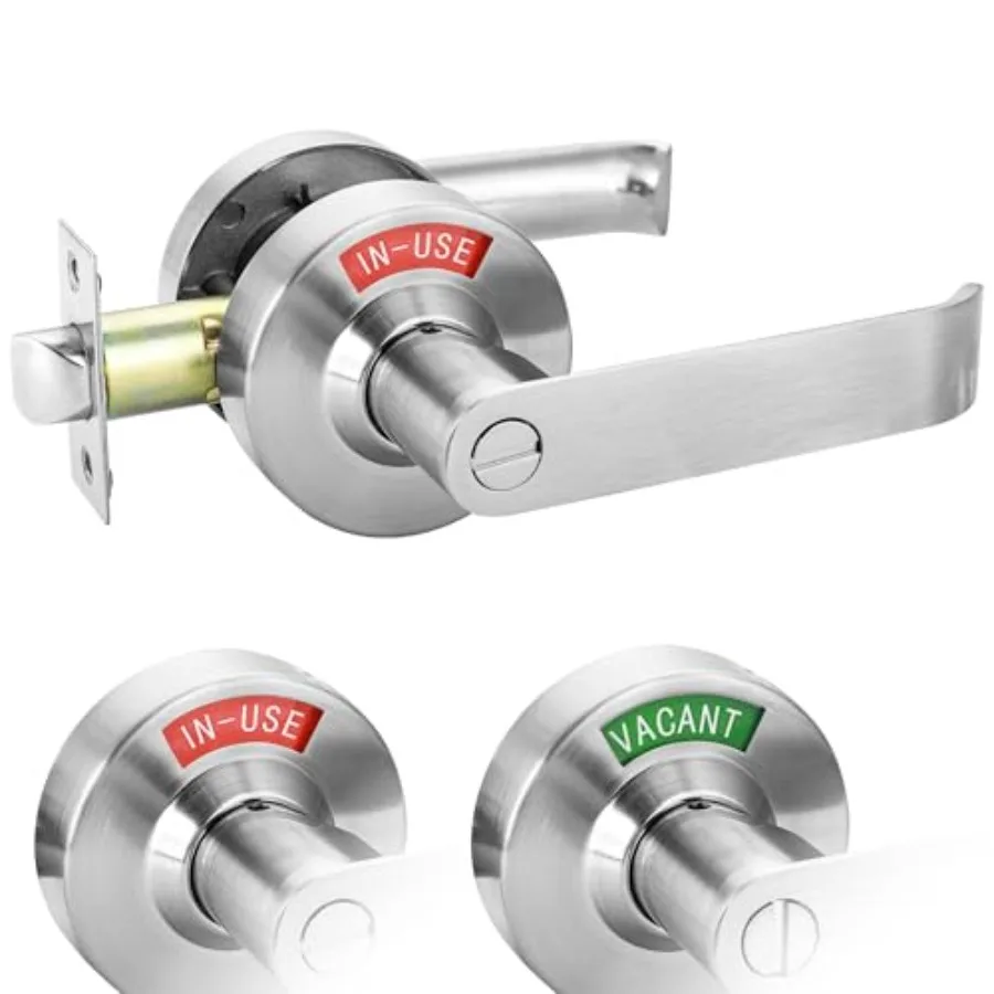 Commercial bathroom door handle with occupied sign and lock, stainless steel privacy lever hardware for restroom and public was
Commercial bathroom door handle with occupied sign and lock, stainless steel privacy lever hardware for restroom and public was