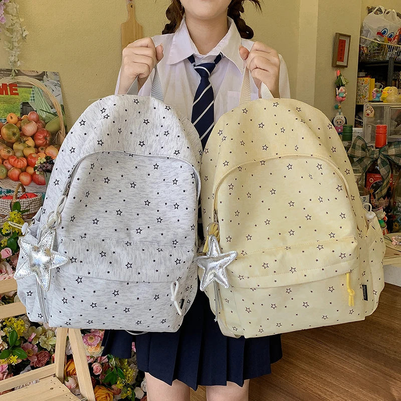 Korean Style Star Print Backpack with Removable Star Pendant Casual School Bag for Girls
Korean Style Star Print Backpack with Removable Star Pendant Casual School Bag for Girls