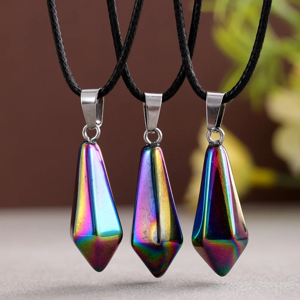 10pcs Rainbow Colourful Glass Hexagon Pointed Pendulum Jewelry for Jewelry Making
10pcs Rainbow Colourful Glass Hexagon Pointed Pendulum Jewelry for Jewelry Making