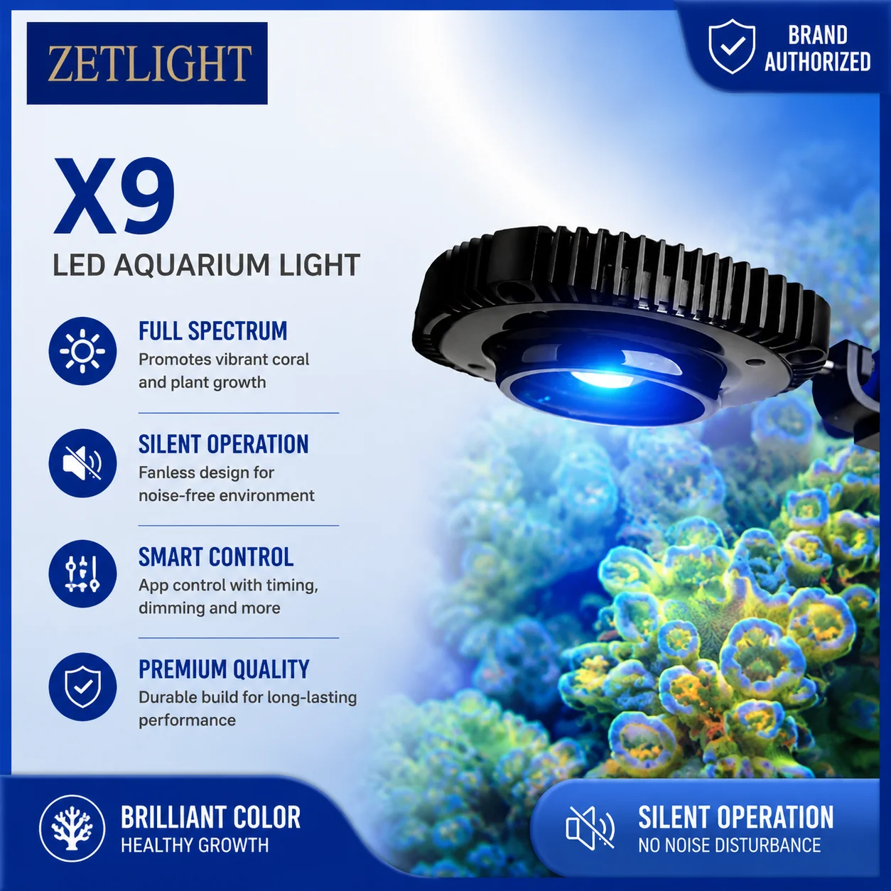 ZETLIGHT X9 96W Bluetooth & WiFi RGB Adjustable Color Channels Marine Aquarium LED light for Saltwater Coral Reef Fish Tank
ZETLIGHT X9 96W Bluetooth & WiFi RGB Adjustable Color Channels Marine Aquarium LED light for Saltwater Coral Reef Fish Tank