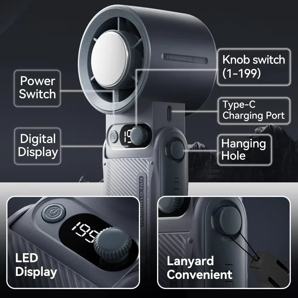 Portable Handheld Turbo Fan 199Gear Strong Wind Speed LED Digital Display 135°Foldable Outdoor 3-in-1 Handheld Fan 8000mAh F5PRO
Portable Handheld Turbo Fan 199Gear Strong Wind Speed LED Digital Display 135°Foldable Outdoor 3-in-1 Handheld Fan 8000mAh F5PRO