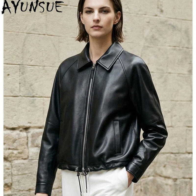 AYUNSUE Real Leather Jacket Woman Casual Loose Long Sleeve Tops Versatile Sheepskin Black Jackets Woman Clothes Spring Autumn
AYUNSUE Real Leather Jacket Woman Casual Loose Long Sleeve Tops Versatile Sheepskin Black Jackets Woman Clothes Spring Autumn