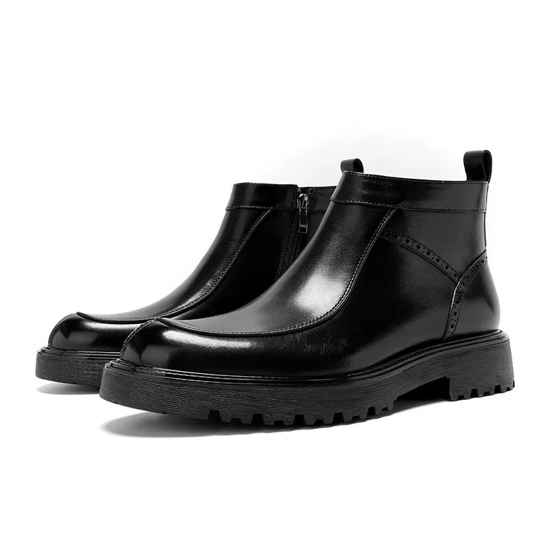 Men's Genuine Leather Boots British Style Fashion Zipper High Top Thick Sole Height Increasing Short Ankle Boots
Men's Genuine Leather Boots British Style Fashion Zipper High Top Thick Sole Height Increasing Short Ankle Boots