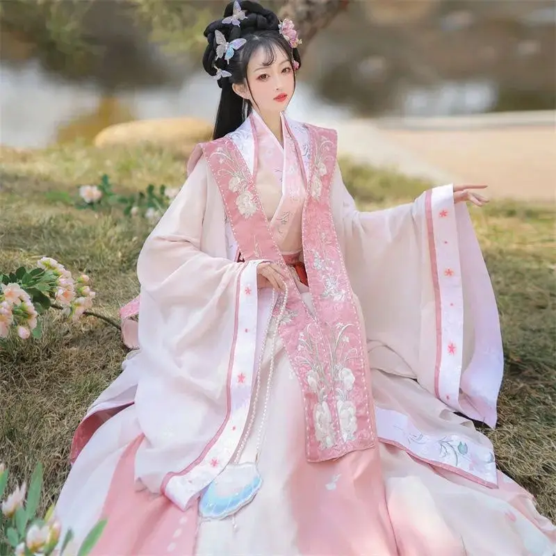 Traditional Hanfu Dress Song Dynasty Costume Chinese Ancient Flower Embroidery Princess Stage Dress Women Elegant Fairy Dress
Traditional Hanfu Dress Song Dynasty Costume Chinese Ancient Flower Embroidery Princess Stage Dress Women Elegant Fairy Dress