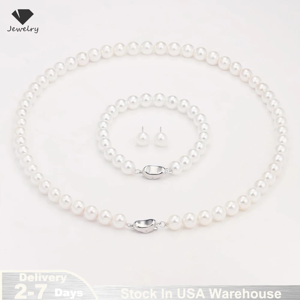 4 Pcs Women's Pearl Jewelry Set Fashion Simulated Pearls Versatile Earrings Necklaces Bracelets Jewelry Gift Shipping from USA
4 Pcs Women's Pearl Jewelry Set Fashion Simulated Pearls Versatile Earrings Necklaces Bracelets Jewelry Gift Shipping from USA