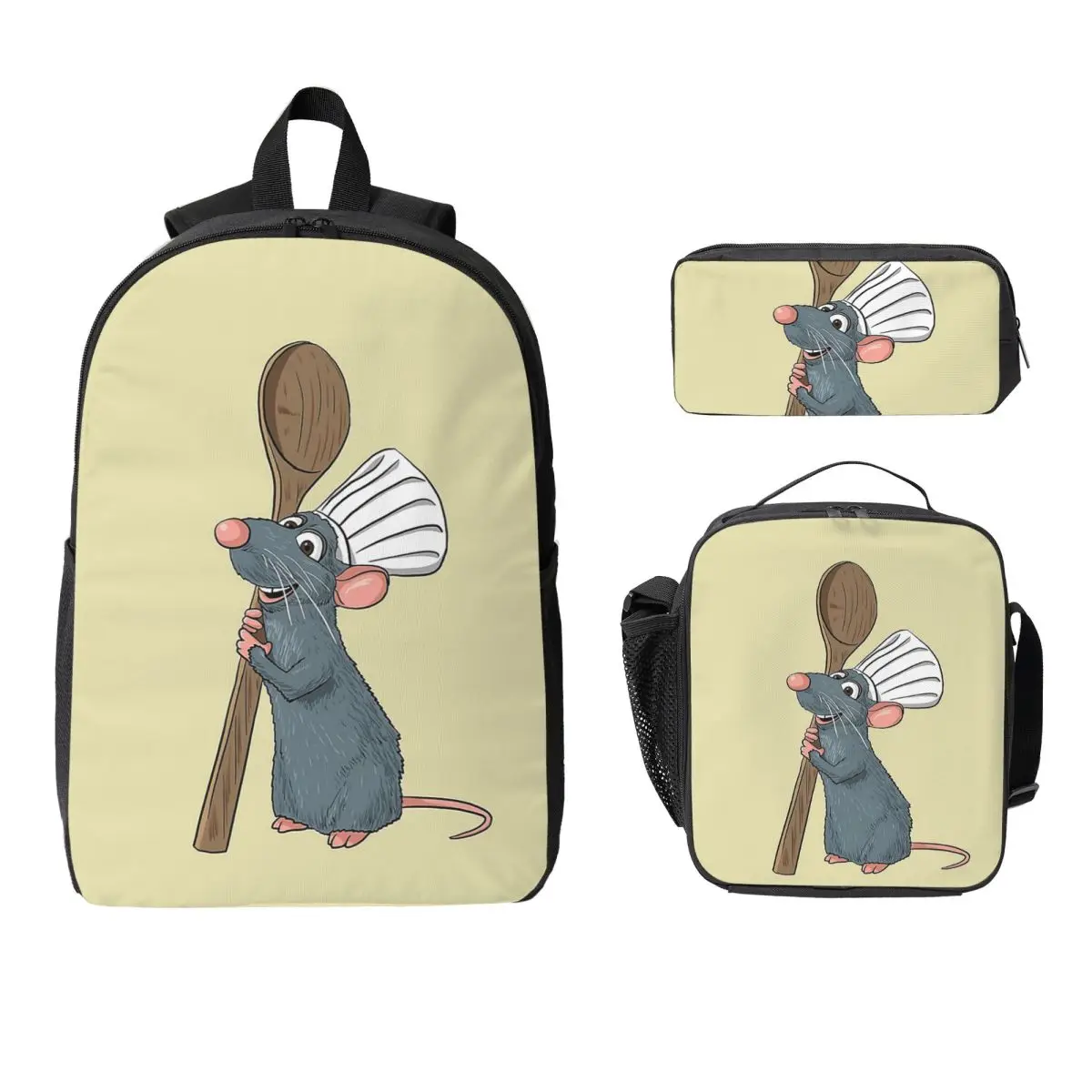 Рюкзак Remy The Little Chef From Ratatouille, студенческая сумка для книг для мальчиков и девочек, школьная сумка, 3 шт., изолированная сумка для обеда, пенал
Рюкзак Remy The Little Chef From Ratatouille, студенческая сумка для книг для мальчиков и девочек, школьная сумка, 3 шт., изолированная сумка для обеда, пенал