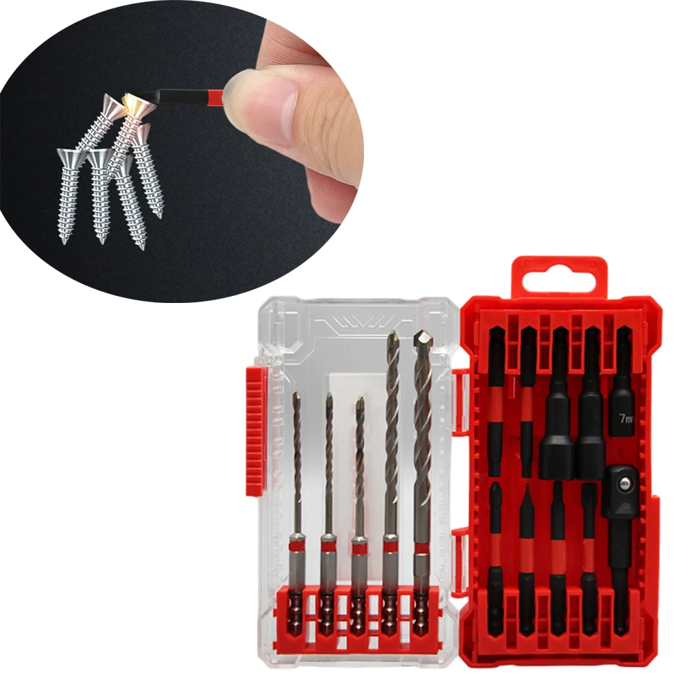 15 Piece Masonry Drill Bit Set With Magnetic Screwdriver And Sockets In Portable Case For Concrete Brick Wall Drilling Tool
15 Piece Masonry Drill Bit Set With Magnetic Screwdriver And Sockets In Portable Case For Concrete Brick Wall Drilling Tool