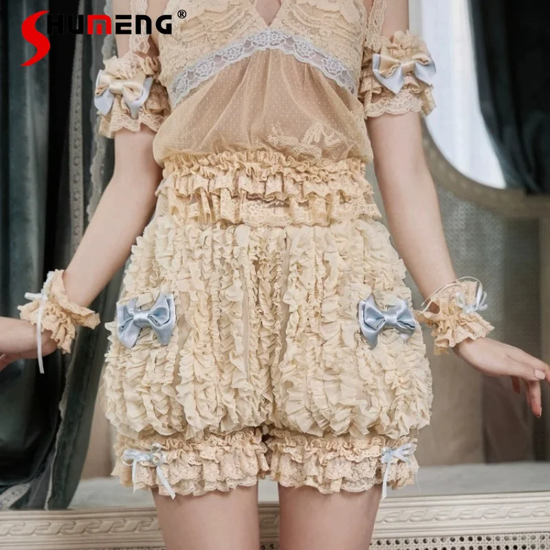 Japanese Sweet Lolita Ruffled Bloomers Beige Lace Trim Pumpkin Shorts With Blue Bows Anti-Exposure Pettipants Y2k Short Pants
Japanese Sweet Lolita Ruffled Bloomers Beige Lace Trim Pumpkin Shorts With Blue Bows Anti-Exposure Pettipants Y2k Short Pants