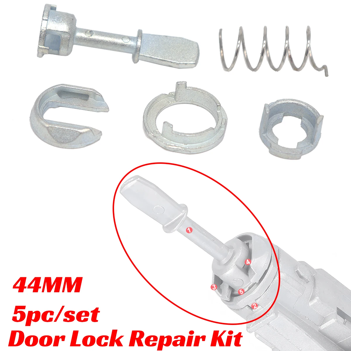 5pcs Car Front Door Handle Lock Cylinder Barrel Paddle Repair Kit Tool 44MM Set Replacement For Audi A6 Skoda Fabia VW Bora Golf
5pcs Car Front Door Handle Lock Cylinder Barrel Paddle Repair Kit Tool 44MM Set Replacement For Audi A6 Skoda Fabia VW Bora Golf