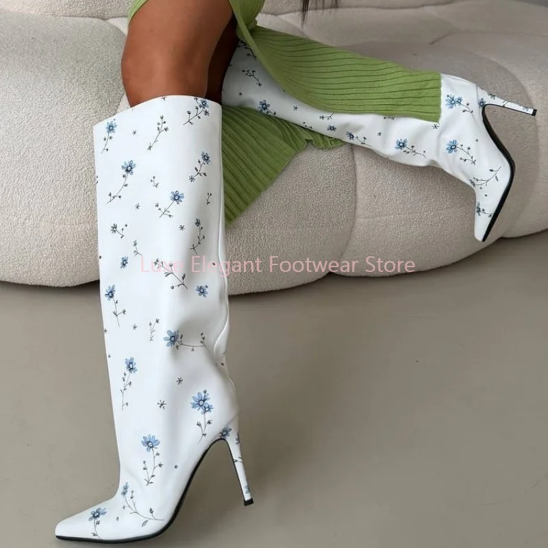 Floral Print Polka Dot Leather Pointed Toe Long Boots Women Patchwork Slip On Thin Heel Knee High Boots Fashion Sexy Party Shoes
Floral Print Polka Dot Leather Pointed Toe Long Boots Women Patchwork Slip On Thin Heel Knee High Boots Fashion Sexy Party Shoes