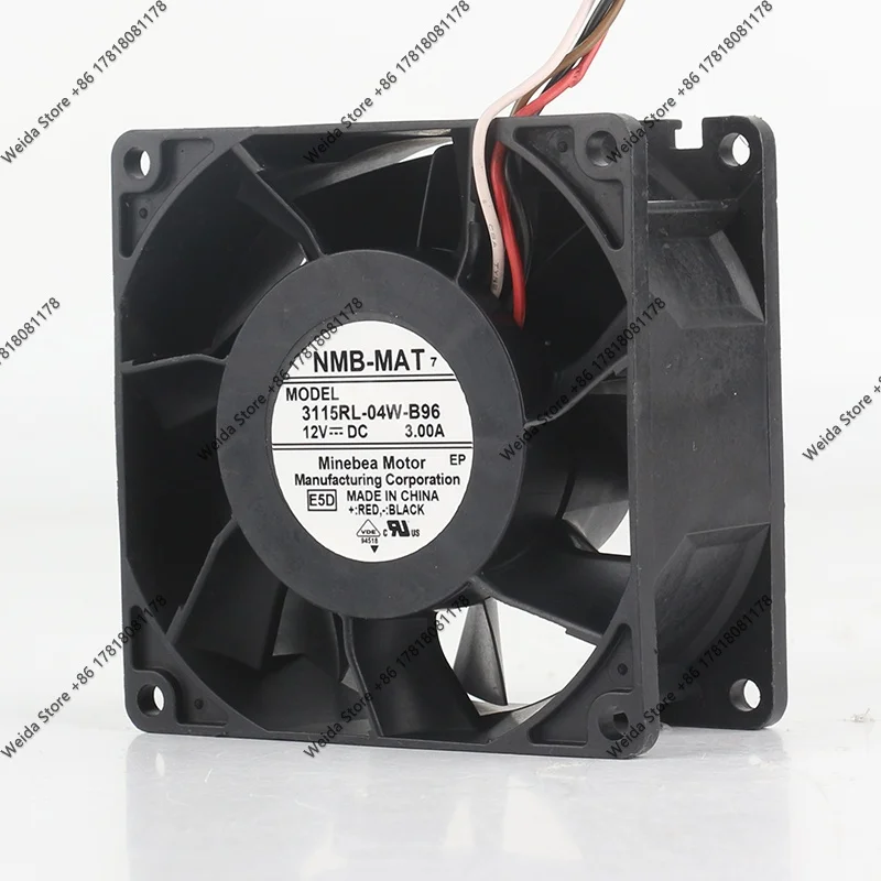 3115RL-04W-B96 NMB Fan 8038 80X80X38MM 5V 24V 48V DC12V 3A 8CM High-Flow PWM Server Cooling Fan
3115RL-04W-B96 NMB Fan 8038 80X80X38MM 5V 24V 48V DC12V 3A 8CM High-Flow PWM Server Cooling Fan