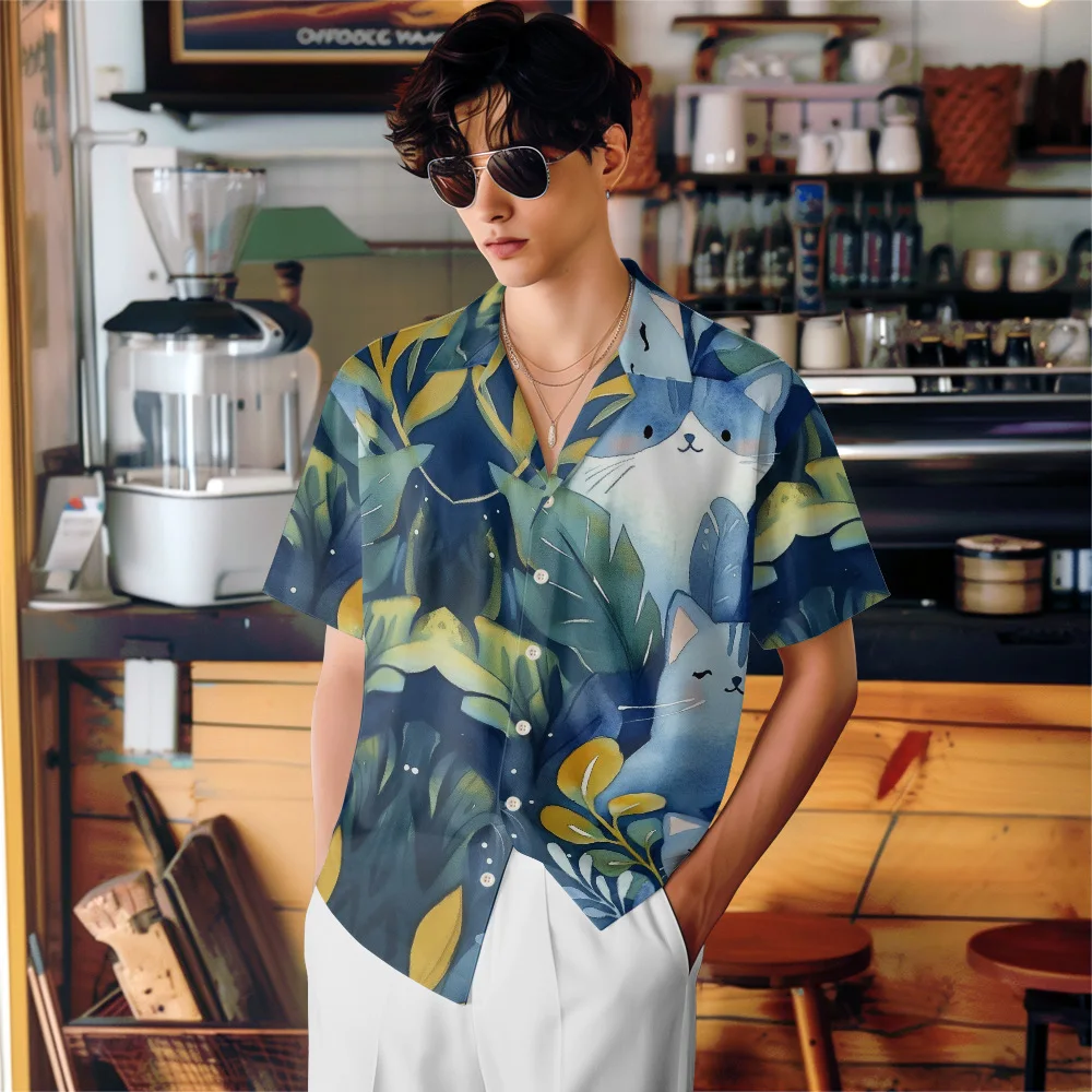 Men Street Fashion Summer Leaf Cat Daily Shirt Hawaiian Cartoon Print Casual Loose Shirts Short Sleeve Beach Loose Tops
Men Street Fashion Summer Leaf Cat Daily Shirt Hawaiian Cartoon Print Casual Loose Shirts Short Sleeve Beach Loose Tops