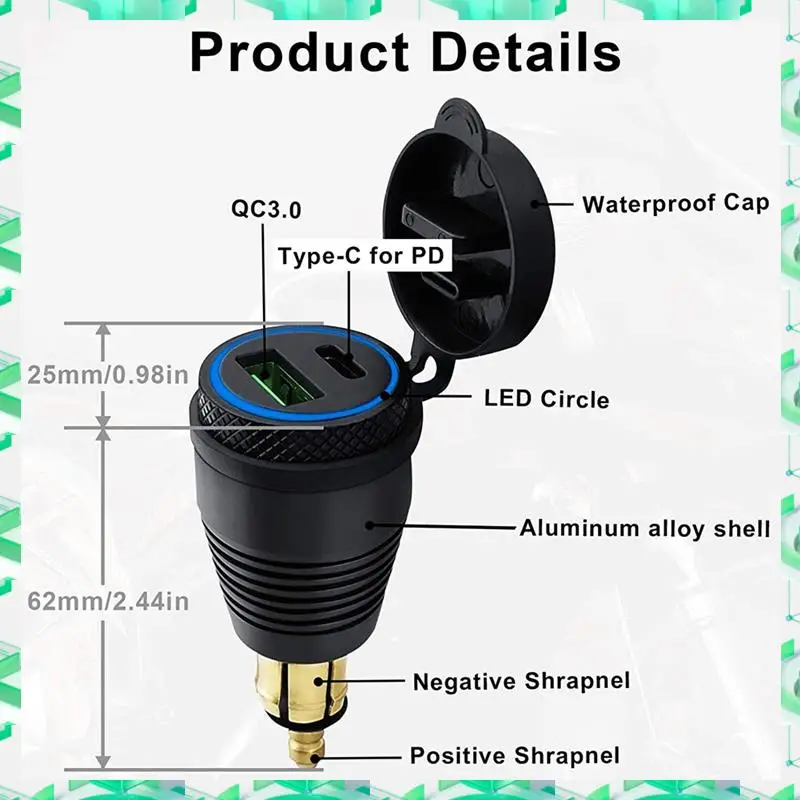 3C Electron 5X Motorcycle DIN Plug Waterproof Charger To QC3.0 USB Charger & Type C 30W Power Delivery Adapter Socket,5X Motorcy
3C Electron 5X Motorcycle DIN Plug Waterproof Charger To QC3.0 USB Charger & Type C 30W Power Delivery Adapter Socket,5X Motorcy