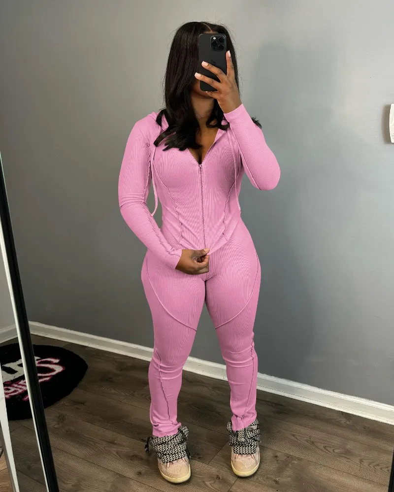 Women Solid Ribbed 2 Piece Set Tracksuits Long Sleeve Zip-Up Hooded Sweatshirts Crop Tops High Waist Pencil Pants Jogger Suits
Women Solid Ribbed 2 Piece Set Tracksuits Long Sleeve Zip-Up Hooded Sweatshirts Crop Tops High Waist Pencil Pants Jogger Suits