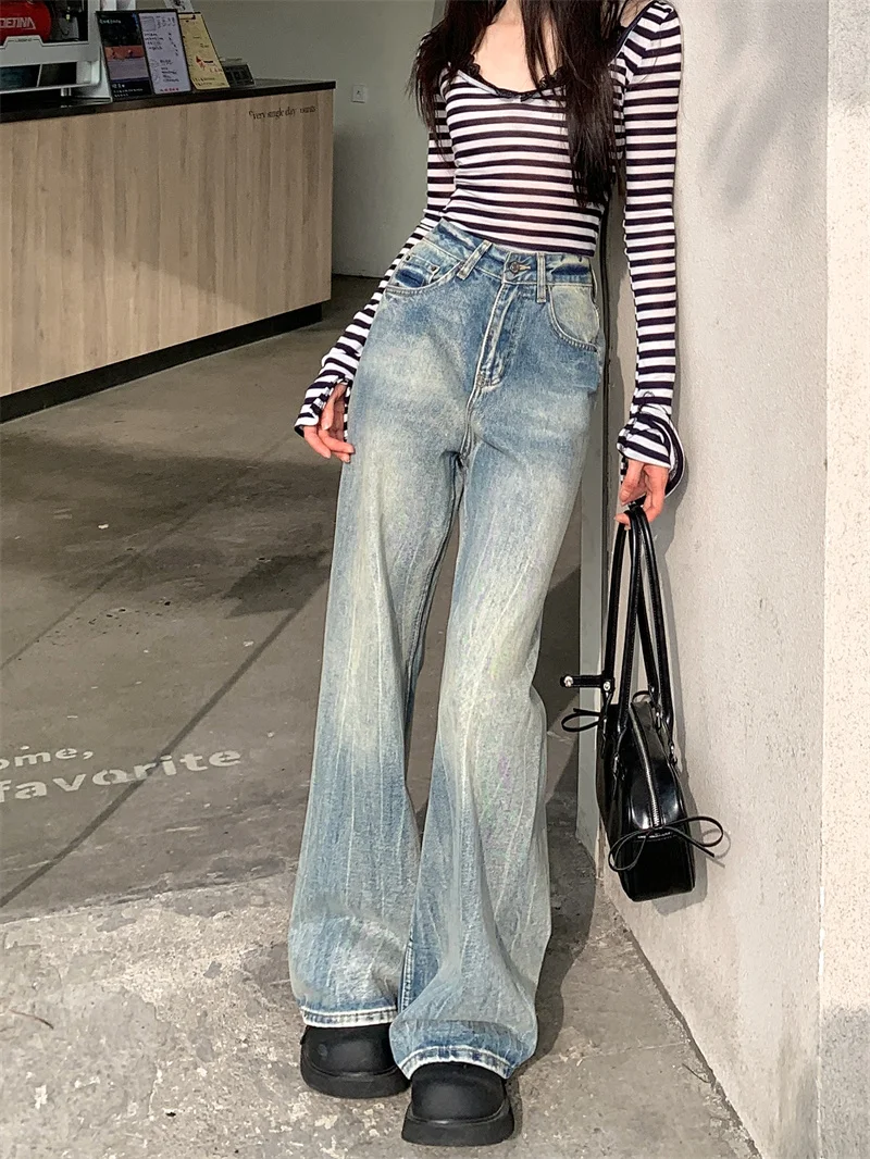 Retro Faded Light Blue High Waist Jeans Women's Spring Loose Straight Leg Long Trousers Elegant Slimming Effect
Retro Faded Light Blue High Waist Jeans Women's Spring Loose Straight Leg Long Trousers Elegant Slimming Effect