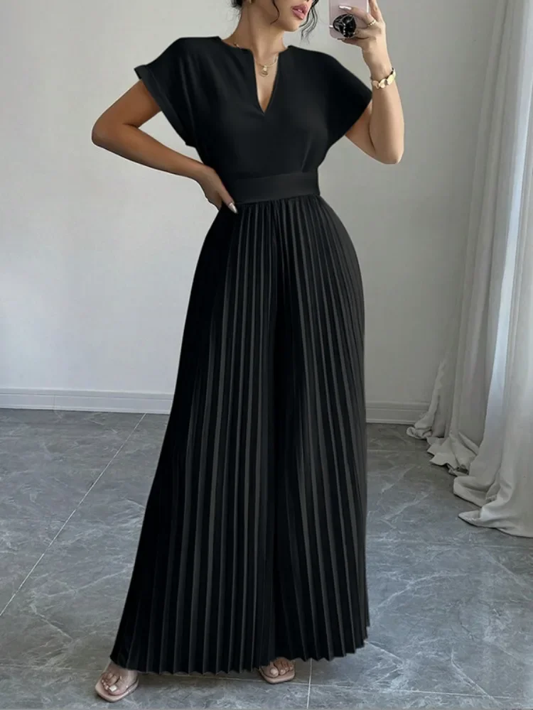 Beautyblue Elegant Pleated Jumpsuits Women's V-Neck Outfit Summer New Fashion Loose High Waisted Casual One Piece Jumpsuit Women
Beautyblue Elegant Pleated Jumpsuits Women's V-Neck Outfit Summer New Fashion Loose High Waisted Casual One Piece Jumpsuit Women