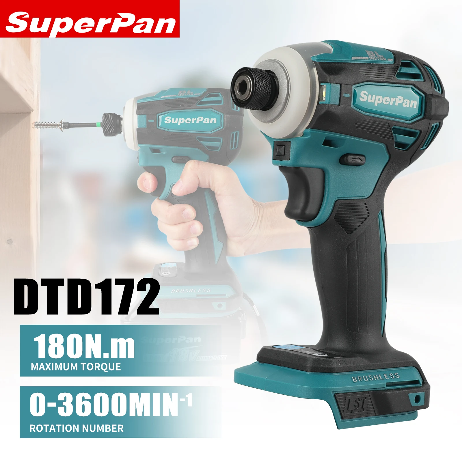 High-Torque SuperPan SP172 18V LXT BL Impact Driver-Cordless Bolt Tool for Precision Wood Drilling for Makita 18V battery specs
High-Torque SuperPan SP172 18V LXT BL Impact Driver-Cordless Bolt Tool for Precision Wood Drilling for Makita 18V battery specs