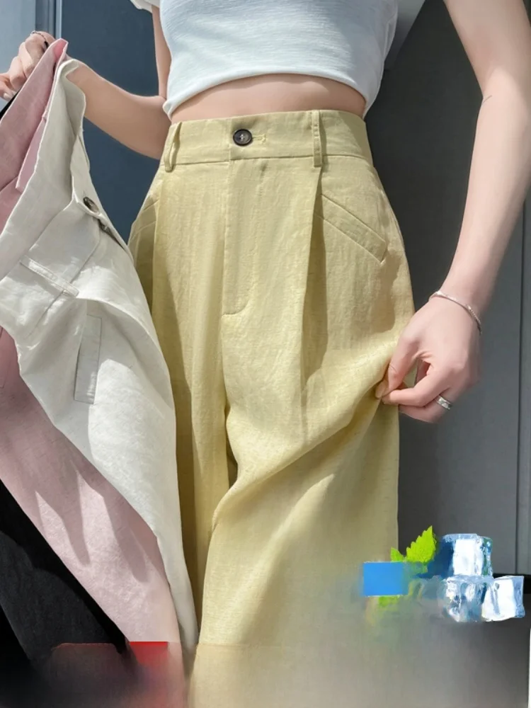 Lazy Straight Leg Wide Leg Casual Pants Women's Thin Drapey Loose Fit Commute Style High Waist Button Closure Non-Wrinkle
Lazy Straight Leg Wide Leg Casual Pants Women's Thin Drapey Loose Fit Commute Style High Waist Button Closure Non-Wrinkle