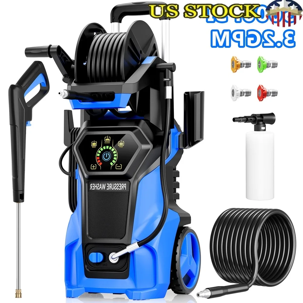 Electric Pressure Washer 5000 PSI 3.2 GPM Foam Cannon 4 Nozzles Portable Home Car Outdoor Cleaning Durable Trolley Storage
Electric Pressure Washer 5000 PSI 3.2 GPM Foam Cannon 4 Nozzles Portable Home Car Outdoor Cleaning Durable Trolley Storage