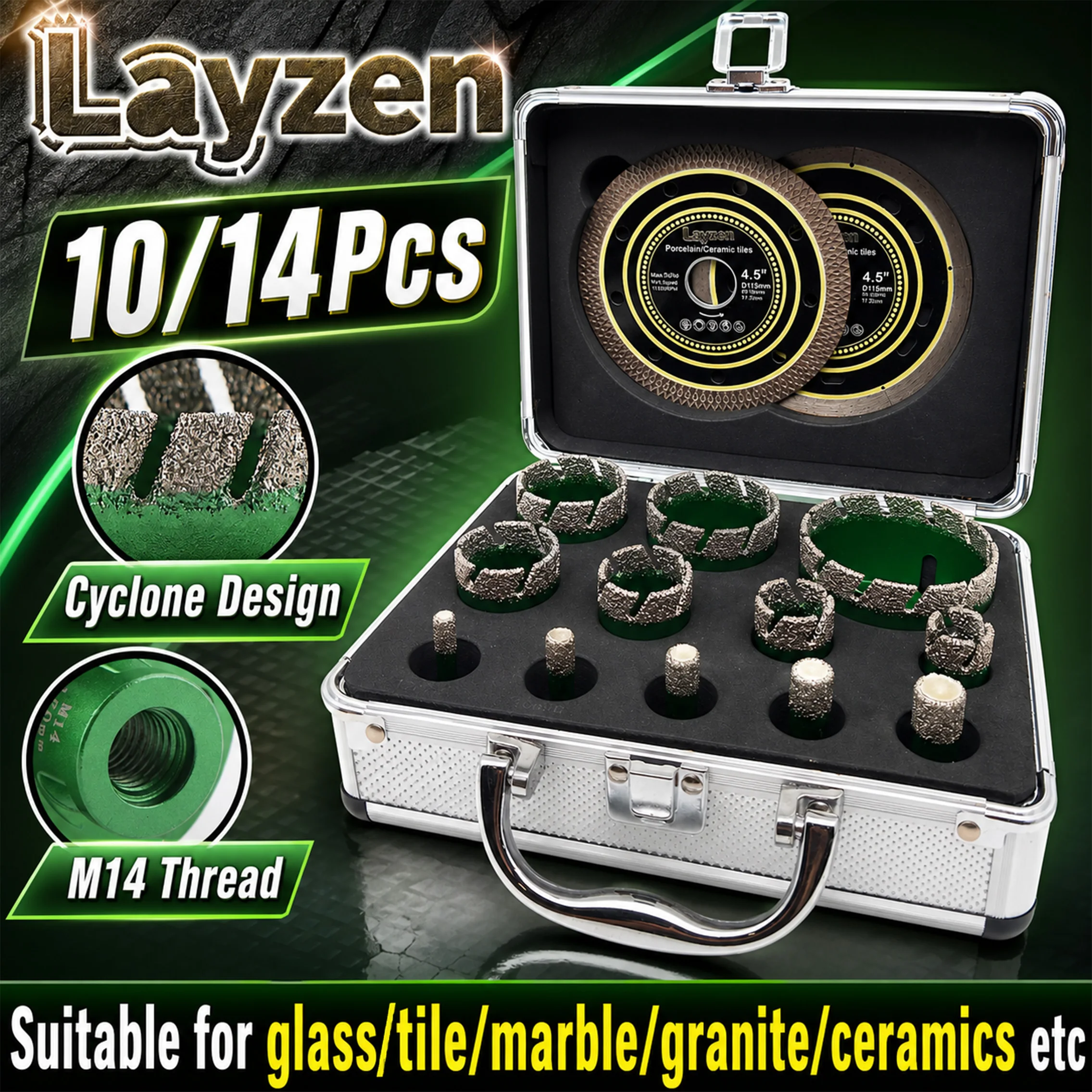 M14 Thread Diamond Dry Vacuum Brazed Drilling Core Drill Bits Set Porcelain Cup Saw Tiles Granite Marble Hole Saw Tools 10/14Pcs
M14 Thread Diamond Dry Vacuum Brazed Drilling Core Drill Bits Set Porcelain Cup Saw Tiles Granite Marble Hole Saw Tools 10/14Pcs
