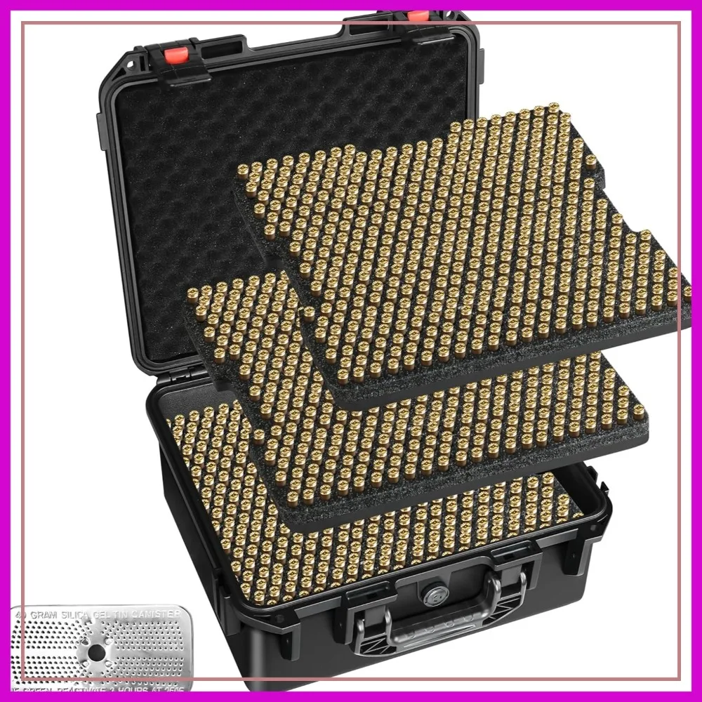 Waterproof 9mm Ammo Case - TSA Approved, Holds 1296 Rounds, with Silicone Desiccant
Waterproof 9mm Ammo Case - TSA Approved, Holds 1296 Rounds, with Silicone Desiccant