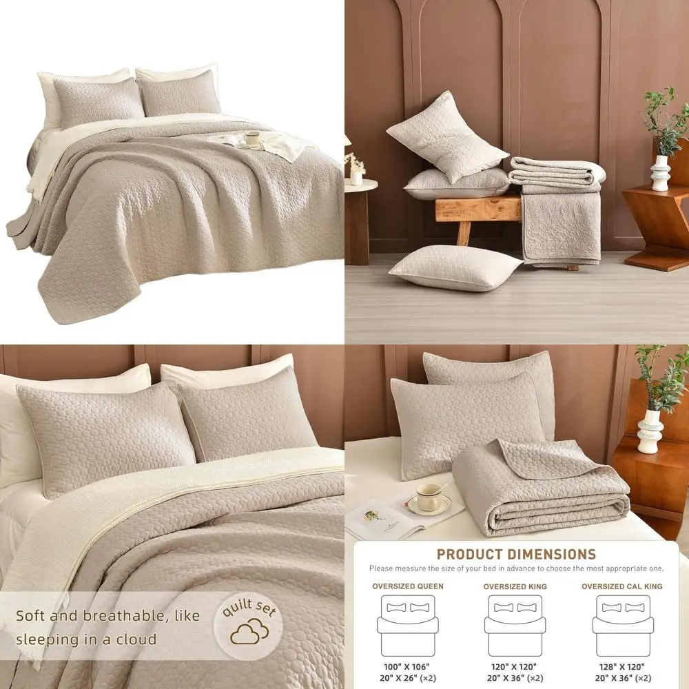 Extra Large King Quilt Set 120x120, Lightweight Circular Print Coverlet, 3-Piece Linen-Feel Quilted Bedding for All Seasons
Extra Large King Quilt Set 120x120, Lightweight Circular Print Coverlet, 3-Piece Linen-Feel Quilted Bedding for All Seasons