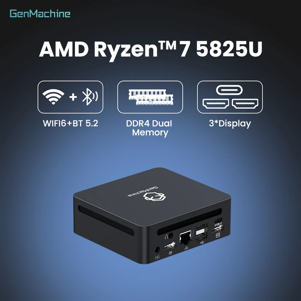 Mini Pc Gamer Genmachine AMD Ryzen 7 5825U Mini Pc Windows 11 Ryzen Desktop 8C/16T 4.4GHz Perfect for Streaming & Work Diy Pc
Mini Pc Gamer Genmachine AMD Ryzen 7 5825U Mini Pc Windows 11 Ryzen Desktop 8C/16T 4.4GHz Perfect for Streaming & Work Diy Pc