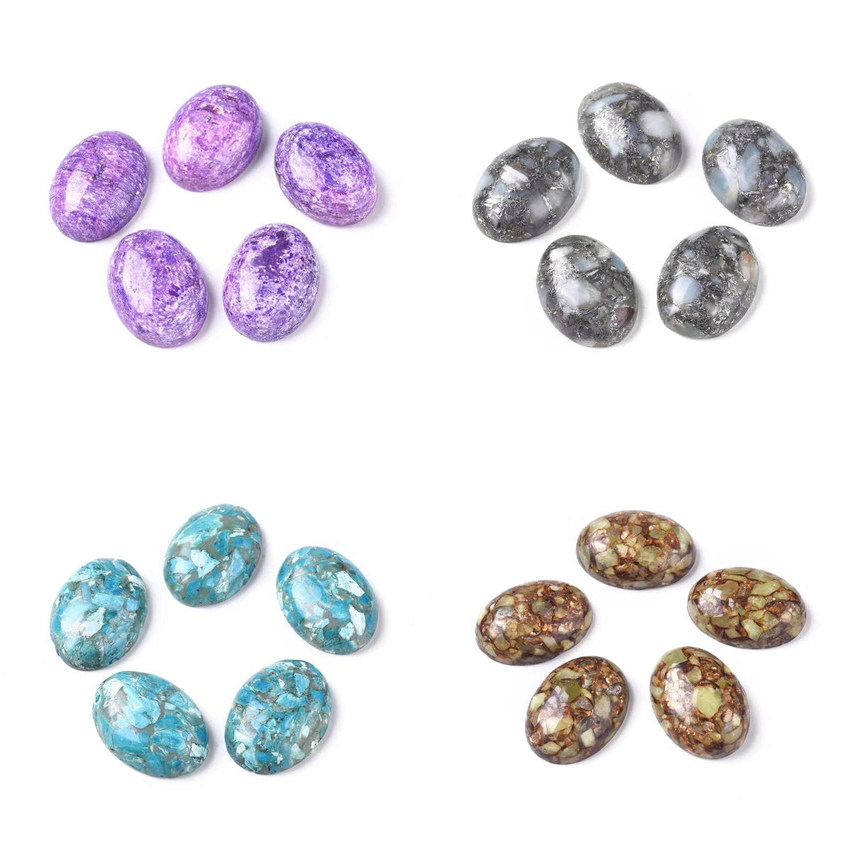 5Pcs Assorted Stone Cabochons Assembled Synthetic Turquoise/Bronzite/Imperial Jasper Gem Stone Flat Back Cabchon for DIY Jewelry
5Pcs Assorted Stone Cabochons Assembled Synthetic Turquoise/Bronzite/Imperial Jasper Gem Stone Flat Back Cabchon for DIY Jewelry