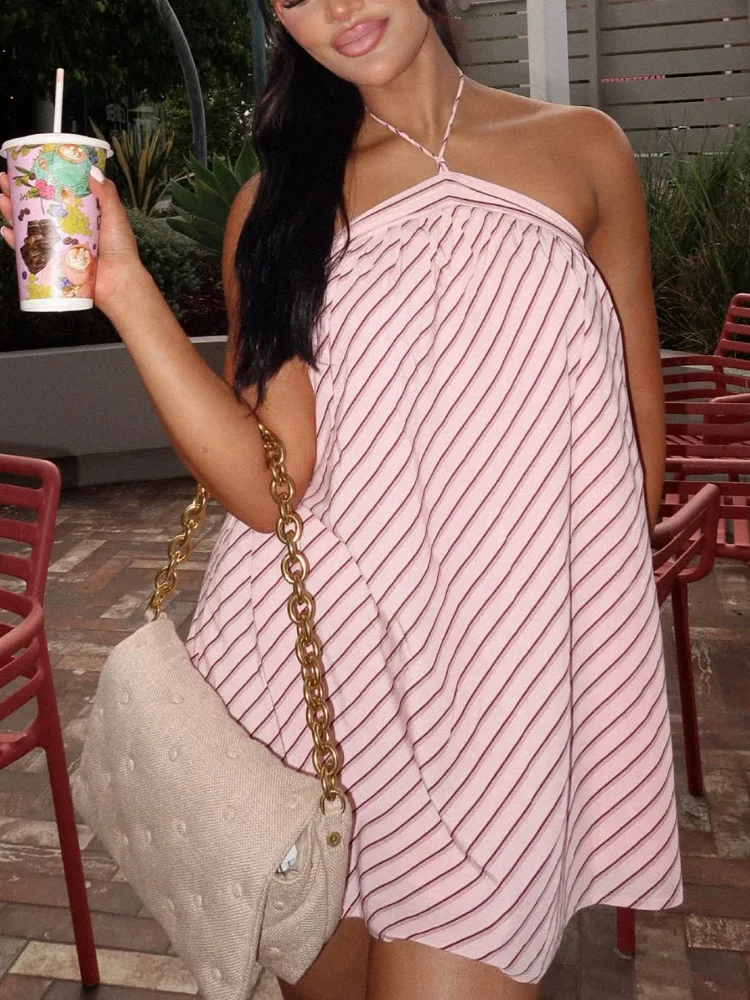 Sweet Pink Striped Tube Dress Women Casual Sleeveless Off-shoulder Backless Loose Mini Dresses 2026 Lady Vacation Beach Robes
Sweet Pink Striped Tube Dress Women Casual Sleeveless Off-shoulder Backless Loose Mini Dresses 2026 Lady Vacation Beach Robes