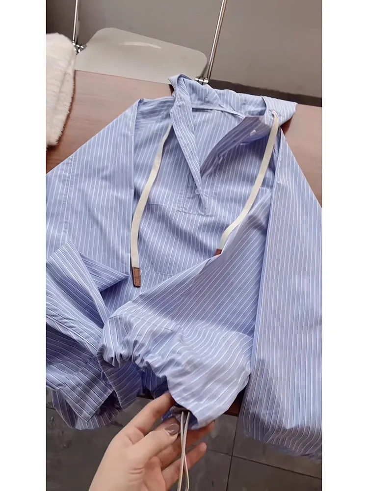 New Ultra-Attractive Blue Striped Drawstring Hooded Sun Protection Shirt Women's Inner Spring Autumn Elegance Long Sleeve Swe...
New Ultra-Attractive Blue Striped Drawstring Hooded Sun Protection Shirt Women's Inner Spring Autumn Elegance Long Sleeve Swe...