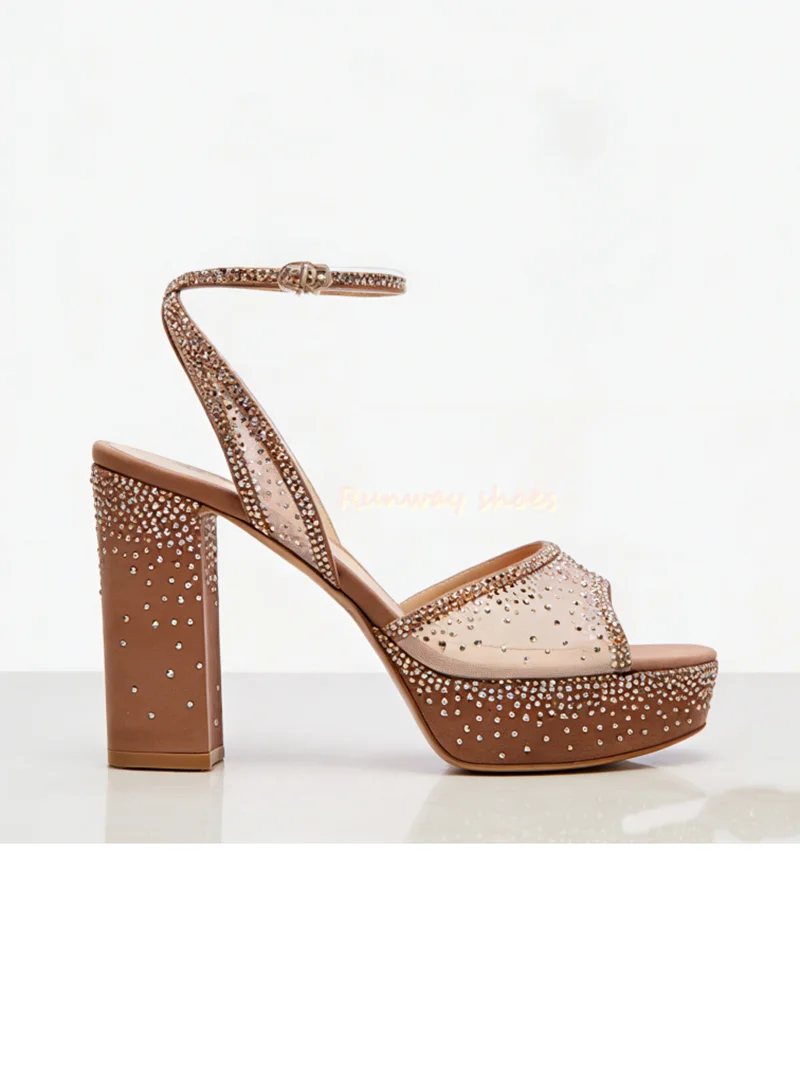 Waterproof Platform Mesh Fabric Sparkling Rhinestone decoration High heel Chunky High Heels Luxury Women's Shoes For Banquets
Waterproof Platform Mesh Fabric Sparkling Rhinestone decoration High heel Chunky High Heels Luxury Women's Shoes For Banquets