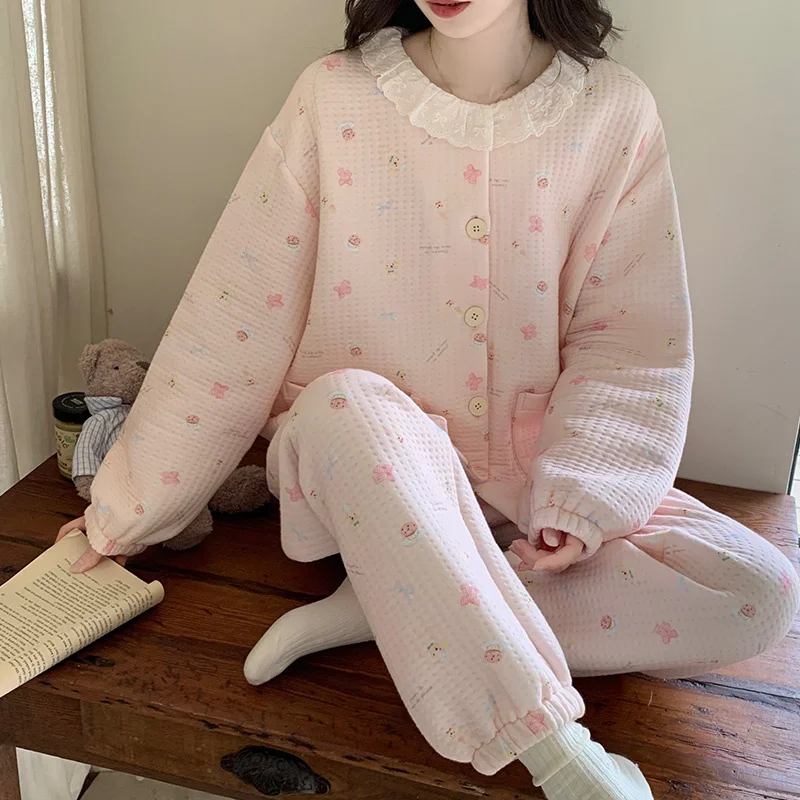 Pajama Sets Embroidered Wedding Women Winter Weight Femme Design Long Sleeve Collared Full Length Pants Warm Thick Cozy Jacquard
Pajama Sets Embroidered Wedding Women Winter Weight Femme Design Long Sleeve Collared Full Length Pants Warm Thick Cozy Jacquard