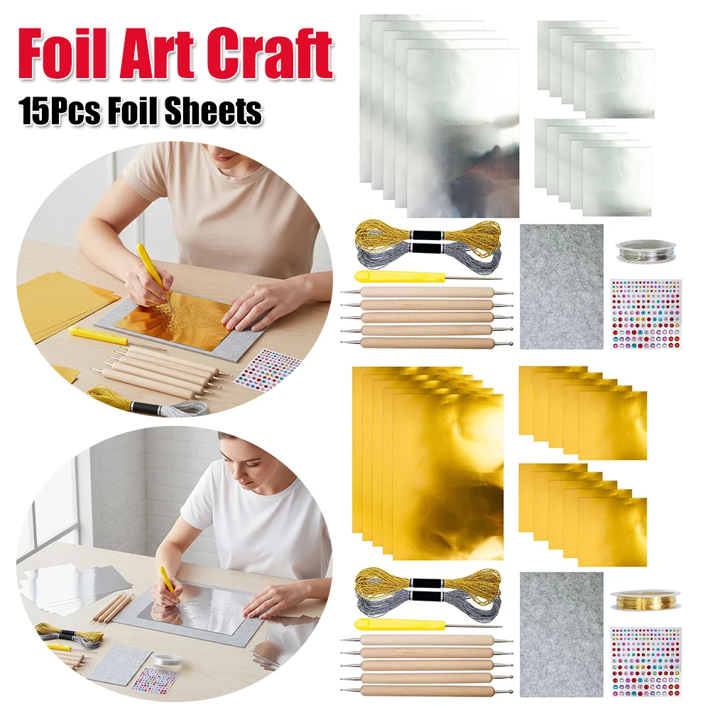 15 шт., оловянная фольга, бумажный лист для рукоделия с инструментами для резьбы, шило, наклейки, металлическая нить, художественный проект, ремесло для украшения живописи
15 шт., оловянная фольга, бумажный лист для рукоделия с инструментами для резьбы, шило, наклейки, металлическая нить, художественный проект, ремесло для украшения живописи
