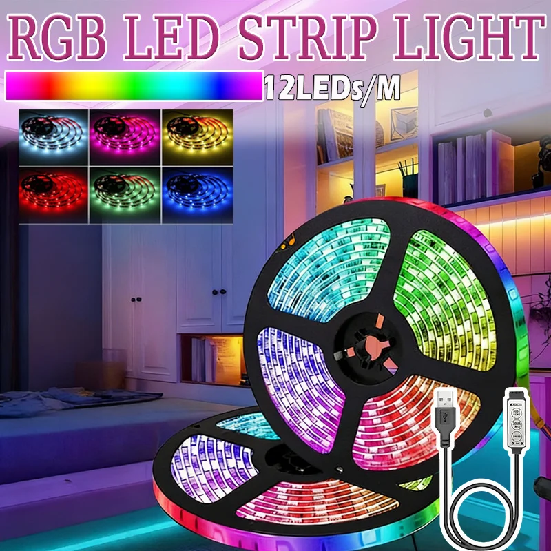 USB 5V LED Lights for Bedroom, 12LEDs/M LED Strip Light,Adjustable Brightness RGB Party Decoration Christmas Lights Led Light
USB 5V LED Lights for Bedroom, 12LEDs/M LED Strip Light,Adjustable Brightness RGB Party Decoration Christmas Lights Led Light