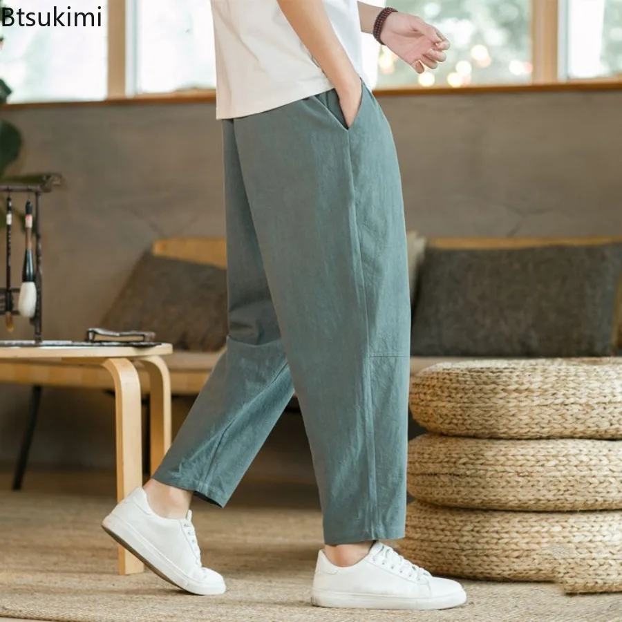 Новые мужские легкие спортивные штаны из хлопка и льна, китайские винтажные повседневные брюки, летние дышащие мешковатые брюки для бега, мужская уличная одежда 
Новые мужские легкие спортивные штаны из хлопка и льна, китайские винтажные повседневные брюки, летние дышащие мешковатые брюки для бега, мужская уличная одежда