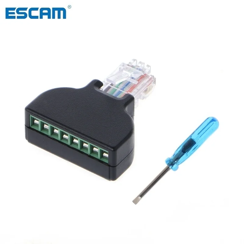 ESCAM RJ45 Ethernet Male To 8 Pin AV Terminal Screw Adapter Converter Block Plug for CCTV camera
ESCAM RJ45 Ethernet Male To 8 Pin AV Terminal Screw Adapter Converter Block Plug for CCTV camera