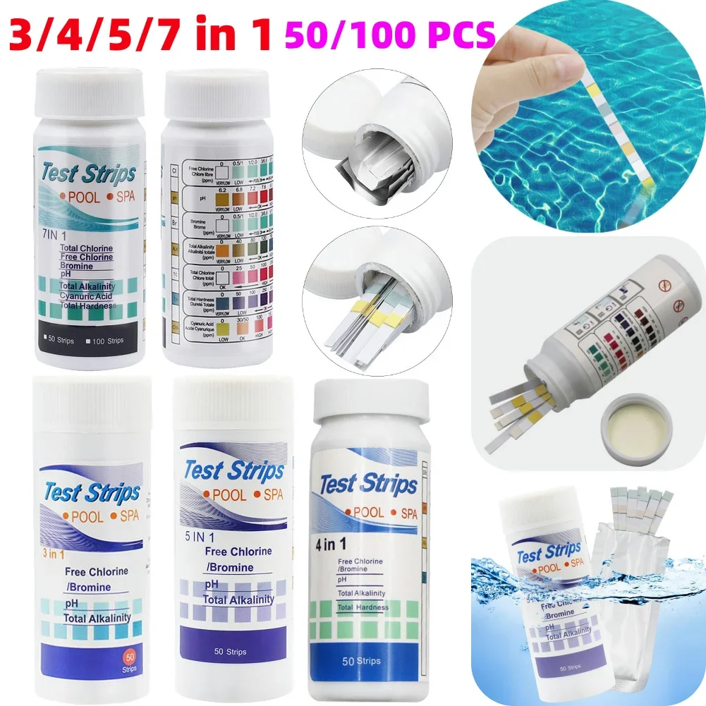 50/100pcs 3/4/5/7 in 1 Swimming Pool PH Test Paper Multipurpose Chlorine/PH/Bromine Test Strips Swimming Pool Water Tester Paper
50/100pcs 3/4/5/7 in 1 Swimming Pool PH Test Paper Multipurpose Chlorine/PH/Bromine Test Strips Swimming Pool Water Tester Paper
