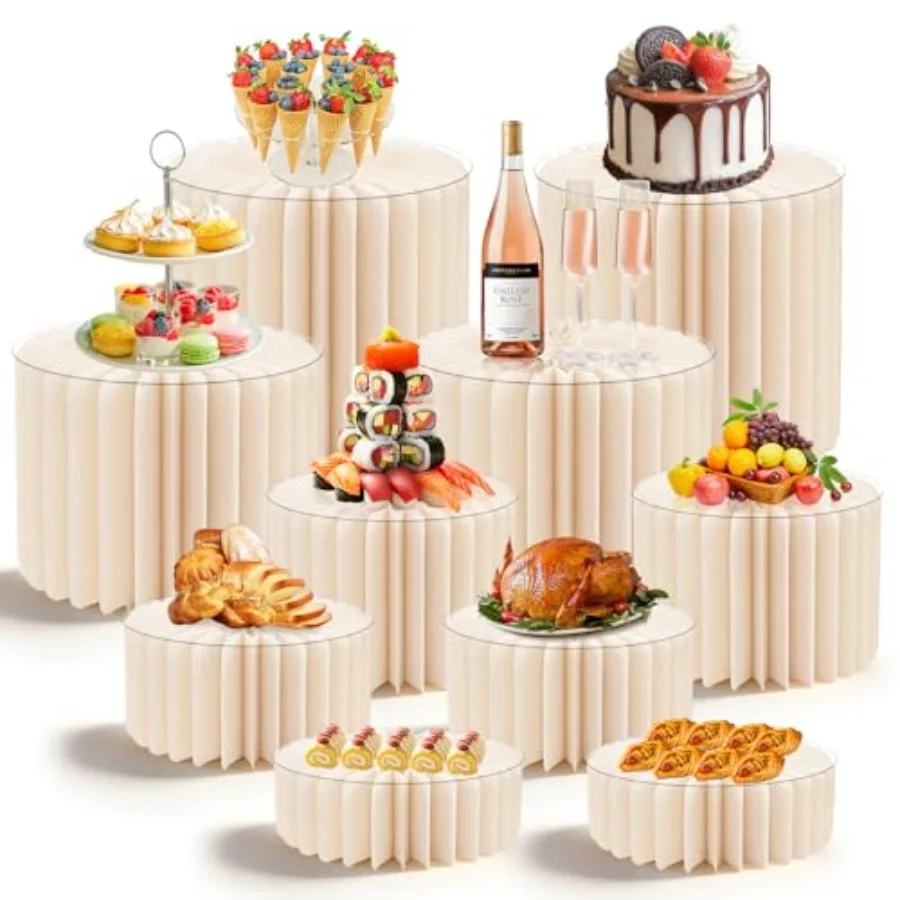 10 Pack Buffet Risers Foldable High Load-Bearing Food Display Risers for Buffet Table Cylinder Cake and Dessert Stands for Wedd
10 Pack Buffet Risers Foldable High Load-Bearing Food Display Risers for Buffet Table Cylinder Cake and Dessert Stands for Wedd
