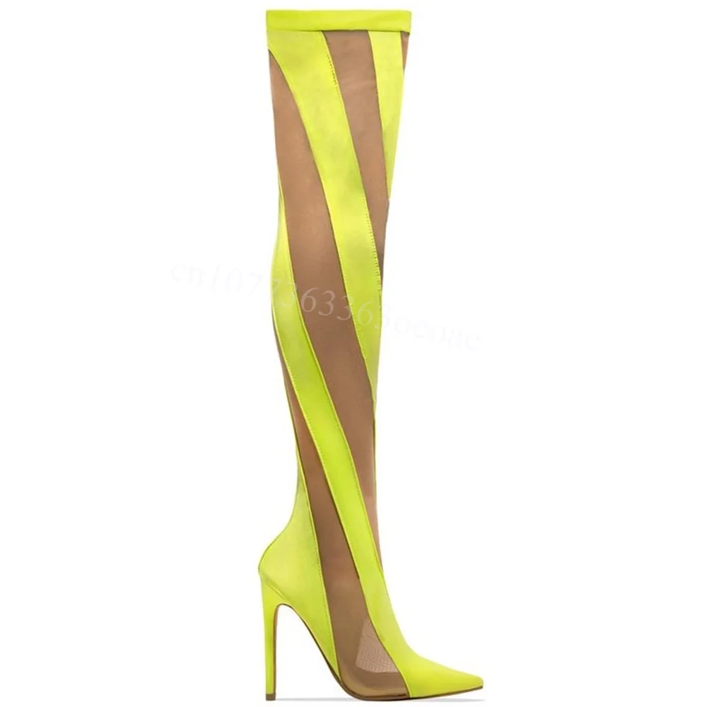 Lemon Transparent Mesh Pointed Toe Boots over the Knee Shoes for Women Thin High Heels Sexy Shoes 2024 Zapatos Para Mujere
Lemon Transparent Mesh Pointed Toe Boots over the Knee Shoes for Women Thin High Heels Sexy Shoes 2024 Zapatos Para Mujere