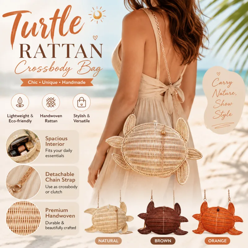 Women Handbag Y2K Cute Turtle Woven Straw Crossbody Bag Mini Rattan Shoulder Bag For Women Summer Beach Vacation Travel Gift New
Women Handbag Y2K Cute Turtle Woven Straw Crossbody Bag Mini Rattan Shoulder Bag For Women Summer Beach Vacation Travel Gift New
