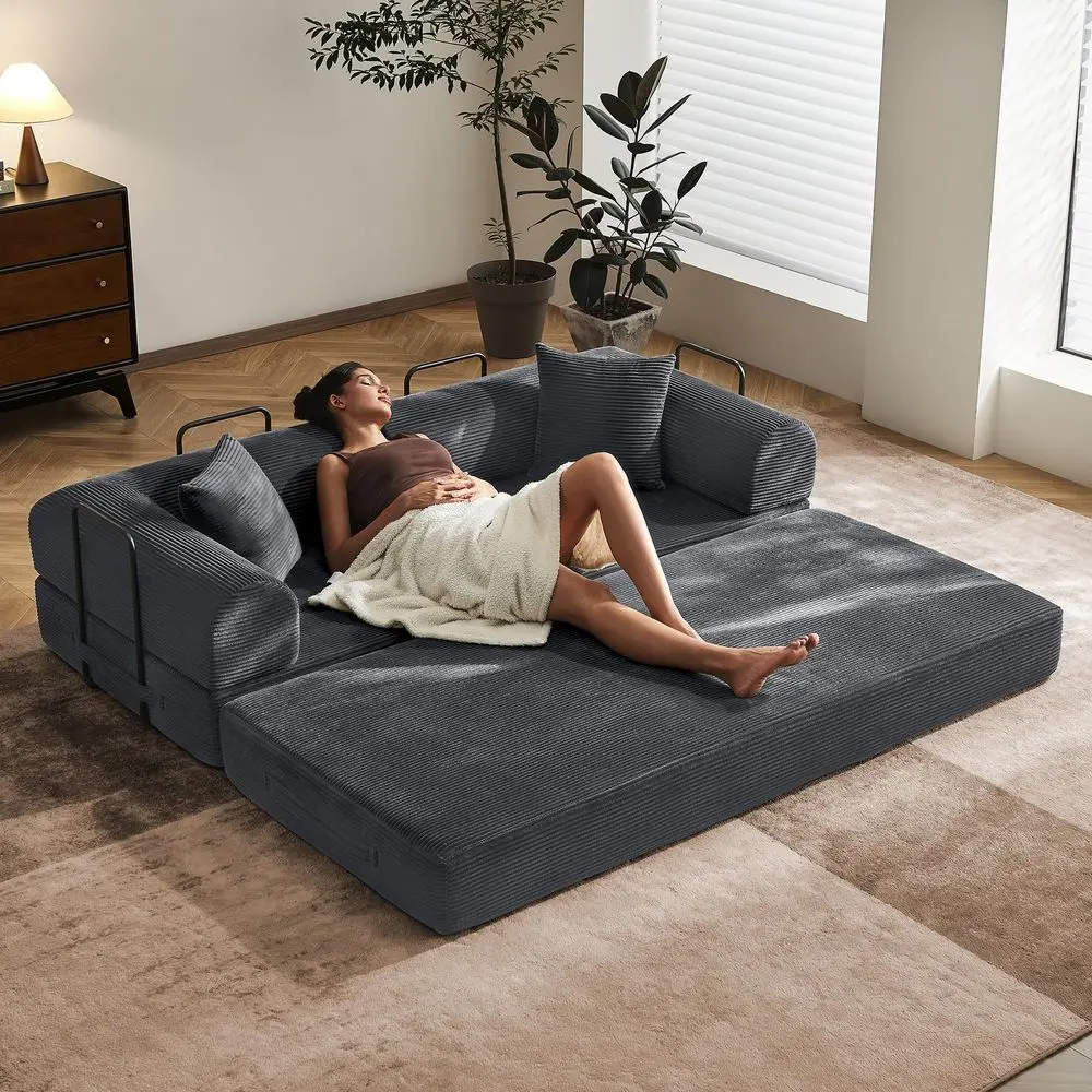 79 Floor Sofa Bed, 5in1 Convertible Sleeper Sofa with Removable Armrests, Corduroy Fabric Sofa Couch, No Assembly Required for
79 Floor Sofa Bed, 5in1 Convertible Sleeper Sofa with Removable Armrests, Corduroy Fabric Sofa Couch, No Assembly Required for